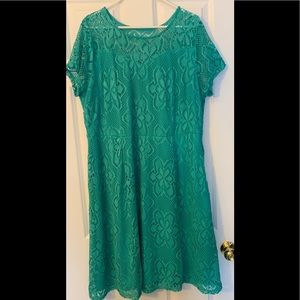 Light Emerald Floral Mesh Dress Cato woman 20w NWT